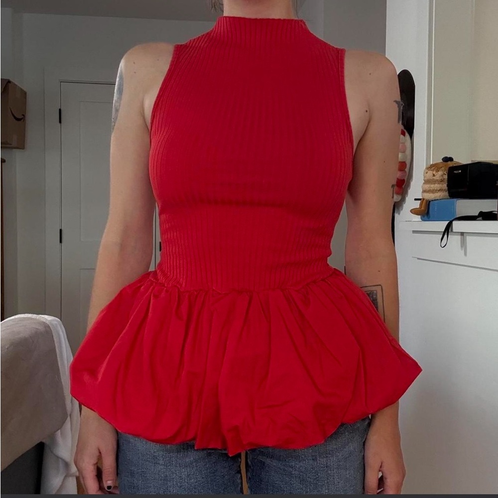 Anthropologie Scarlet Sleeveless Peplum Top